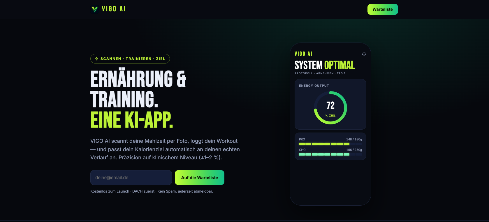Ernährung & Training in einer KI-App
