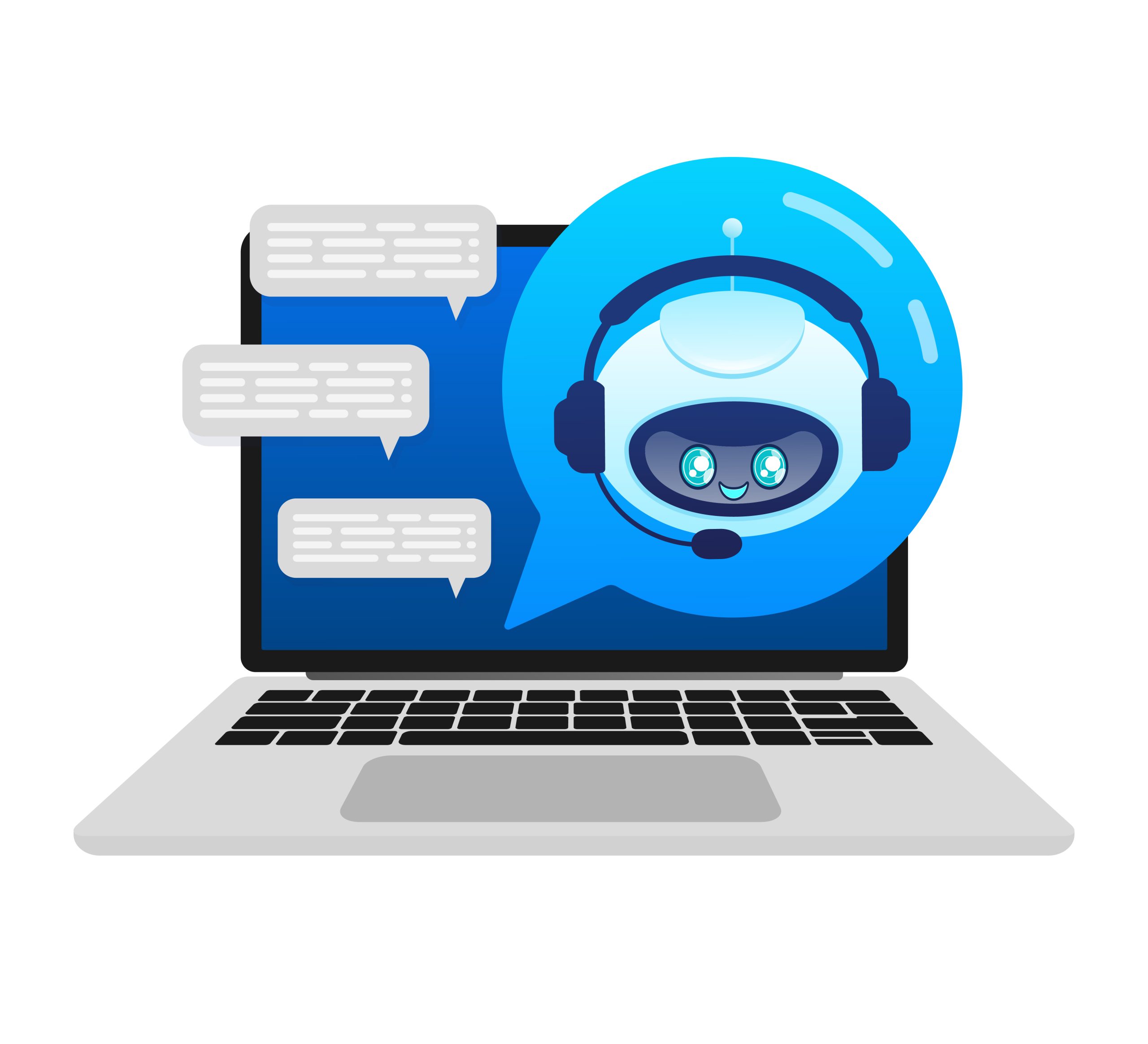 Support bot. Ai assistant. Flat icon with blue support bot on white background Zielgerichtete Online-Werbestrategie: Eine digitale Marketing-Kampagne, die durch datenbasierte Analysen und gezielte Zielgruppenansprache die Markenbekanntheit steigert und Werbeausgaben optimiert.