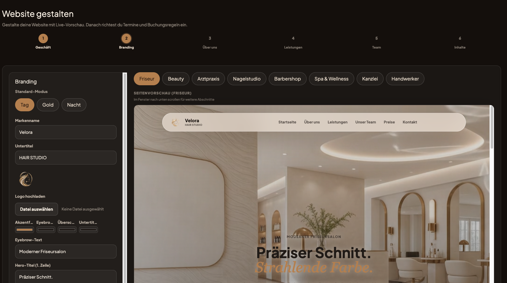 Beispiel-Website eines Salons